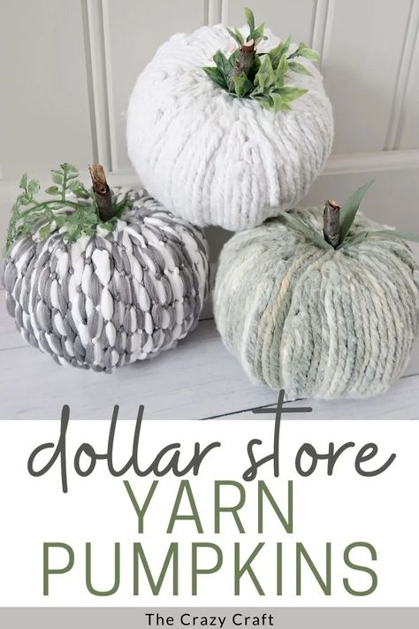 Dollar Store Yarn Pumpkins, Decorative Pumpkins For Fall, Farmhouse Fall Decor Diy Dollar Tree, Dollar Tree Pumpkin Wreath Form Ideas, Library Job, Making Pumpkins, No Carve Pumpkin Decorating Ideas, Thanksgiving Mantle, Yarn Pumpkins