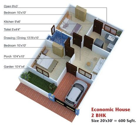 Bedroom Indian Style, 600 Sq Ft House, 800 Sq Ft House, 1000 Sq Ft House, Smallest House, 20x30 House Plans, 20x40 House Plans, House Plan With Loft, Plan 2d