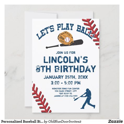 Personalized Baseball Birthday Party Invitations Baseball Party Invitations, Baseball Birthday Party Invitations, Sport Birthday, Baseball Birthday Invitations, Baseball Invitations, Sports Birthday Invitations, Baseball Birthday Party, Baseball Party, Baseball Birthday