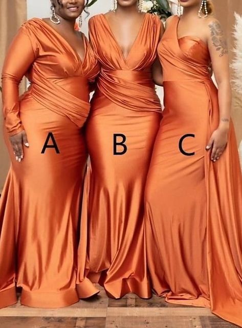 Orange Mermaid, Mermaid Long Bridesmaid Dresses, Cheap Bridesmaid Dresses Online, Orange Bridesmaid, Orange Bridesmaid Dresses, Mermaid Bridesmaid, Custom Bridesmaid Dress, Orange Satin, Cheap Bridesmaid Dresses