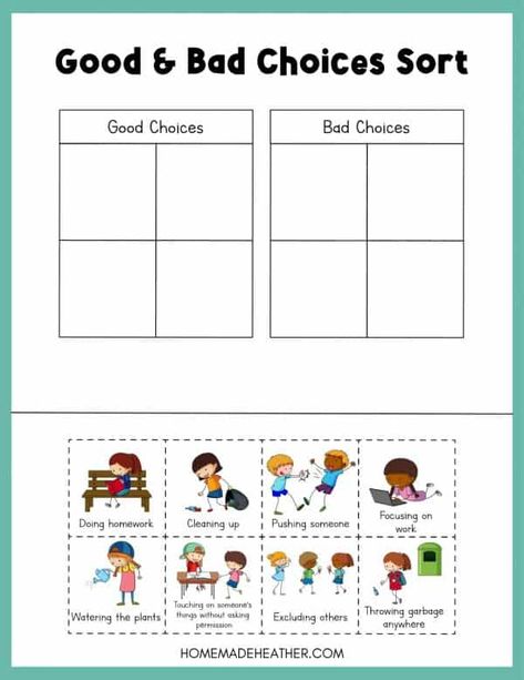 Feelings And Manners Preschool Theme, Activities About Manners For Preschool, Pre K Manners Activities, Manners Math Activities, Good Choice Bad Choice Activities, Good And Bad Choices Printable, Friendship Activities Preschool Crafts Free Printable, Manner Activities For Preschoolers, Free Aba Therapy Printables