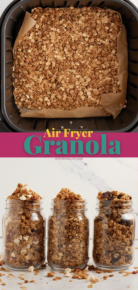 Air Fryer Granola, Honey Granola Recipe, Pecan Granola Recipe, Easy Granola Recipe, Homemade Granola Recipe, Easy Homemade Granola, Air Fryer Recipes Snacks, Homemade Granola Healthy, Granola Recipe Healthy