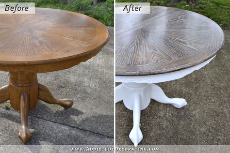 cerused oak dining table-   Kristi  I am doing this on old coffee table, so much more me than old oak-    Thanks Diy Table Makeover, Dining Table Makeover, Diy Kitchen Table, Old Coffee Tables, Kitchen Table Makeover, Cerused Oak, Table Makeover, Painting Furniture, Bohol