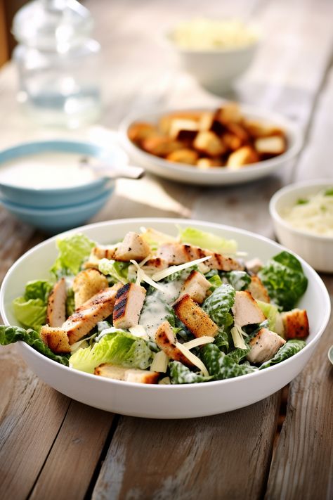 "Master the Mediterranean Diet: Grilled Chicken Caesar Salad with Homemade Croutons Recipe" #mediterraneandiet Healthy Caesar Salad, Grilled Chicken Caesar, Croutons Recipe, Grilled Chicken Strips, Grilled Chicken Caesar Salad, Salad With Grilled Chicken, Crouton Recipes, Food Pic, Vegan Parmesan Cheese