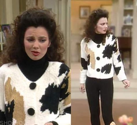 The Nanny: Season 1 Episode 6 Fran’s White & Black Print Cardigan | Shop Your TV Nana Fine, Nanny Outfit, Fran Fine Outfits, Fran Fine, Michael Simon, Casual Halloween, The Nanny, Well Dressed Women, Style Muse