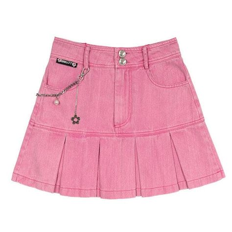 Y2K Pink Denim Skirt - S / Pink - Skirt Pink Retro Outfit, Pink Skirt Aesthetic, Unhinged Fashion, Kawaii Bottoms, Pink Egirl, Rose Y2k, Jean Rose, Pink Denim Skirt, Kawaii Swimsuit