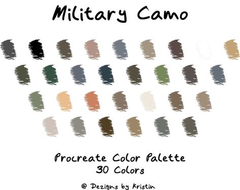 Camo Color Palette, Procreate Swatches, Procreate Palettes, Procreate Color Palettes, Color Palette For Procreate, Color Palette Procreate, Colour Pallettes, Swatches Color, Procreate Tutorials