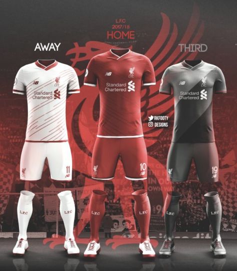 Liverpool 2017, Kit Design, You'll Never Walk Alone, Soccer Kits, Liverpool Football Club, Liverpool Football, Football Kits, Sports Games, Jersey Design