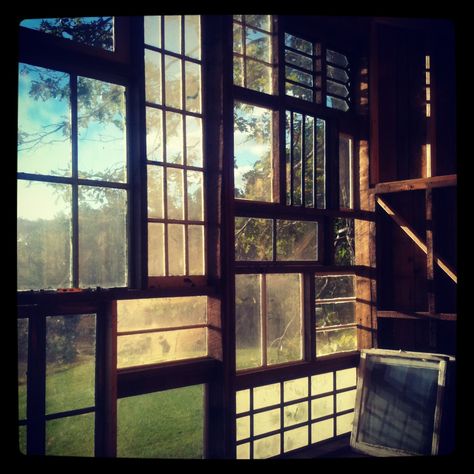 Upcycle Windows, Recycled Windows, Reclaimed Windows, Tiny House Swoon, Attic Storage, Casa Container, Old Windows, Window Wall, Glass House