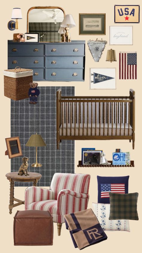 Americana Nursery, Vintage Nursery Boy, Vintage Baby Boys, Big Boy Bedrooms, Big Kids Room, Toddler Boys Room, Nursery Room Design, Baby Boy Room Nursery, Baby Room Inspiration