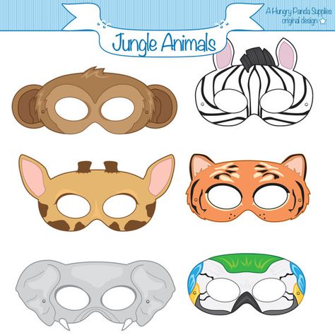 Jungle Animals Printable Masks, monkey mask, zebra, tiger, elephant, parrot, giraffe, animal mask, jungle animal, safari, tiger costume,bird Jungle Animals Printable, Animal Mask Templates, Preschool Jungle, Elephant Mask, Zebra Mask, Jungle Crafts, Coloring Mask, Monkey Mask, Tiger Mask