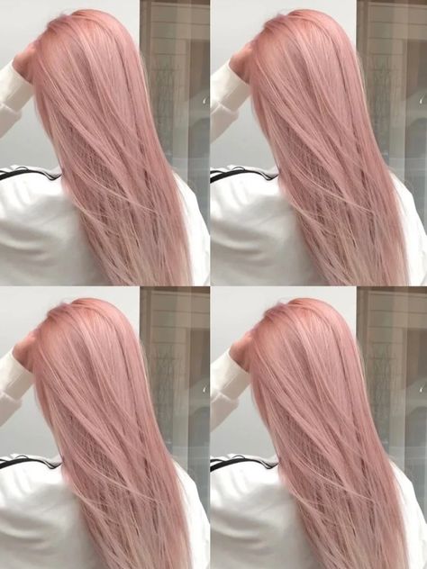 Blush Rose Hair, Strawberry Pink Hair Color, Ash Blonde Pink Hair, Milk Tea Hair Color Pink, Korean Hair Color Blonde, Pink Korean Hair, Ash Pink Hair Color, Milk Pink Hair, Pastel Pink Hair Aesthetic