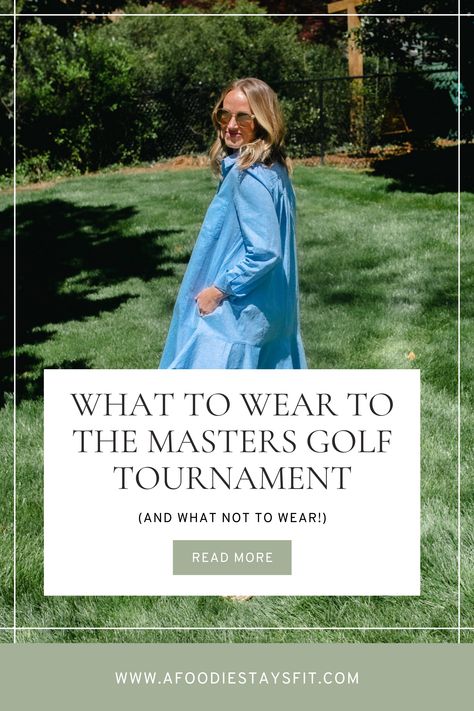 Heading to the Masters Golf Tournament and need outfit inspiration? Check out this guide on what to wear (and what NOT to wear) to the iconic event. Plus, I've included a few outfit ideas to get you started! Golf Event Outfit Woman, Women’s Masters Outfit, Pga Spectator Attire Women, Masters Party Outfit Women, Gold Tournament Outfit Women, Pga Outfit Women Spectator, Golf Tournament Outfit Spectator Classy, Waste Management Golf Tournament Outfit, Golf Tournament Outfits Women