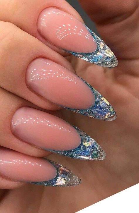 Unghie Sfumate, Nail Tip Designs, Blue Acrylic Nails, Her Nails, Glamorous Nails, Almond Acrylic Nails, Soft Nails, Nails Only, Nail Designs Glitter