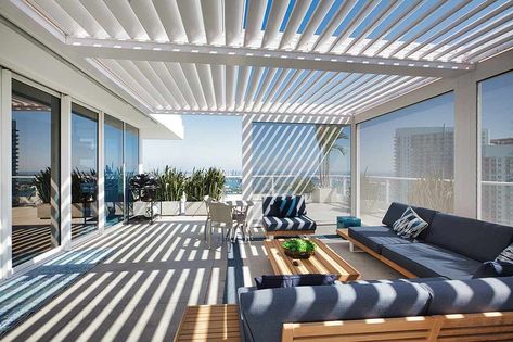 Pergola Drawings: Designer's Guide | Azenco Outdoor Louvered Roof, Louvered Pergola, Structural Insulated Panels, Floor Heating Systems, Modern Pergola, Aluminum Pergola, Patio Shade, Backyard Pergola, Outdoor Cover