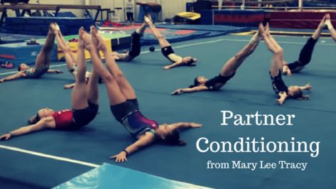 Partner Conditioning, Gymnastic Conditioning, Gymnastics Games, Gymnastics Warm Ups, Dancing Room, Gymnastics Ideas, Doing It Alone, Gymnastics Conditioning, Gymnastics Lessons