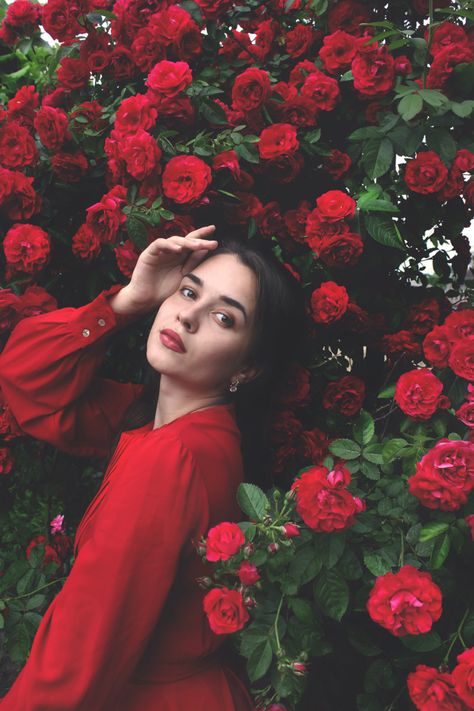 Roses Portrait Photography, Photo With Roses Instagram, Photoshoot With Roses Photo Ideas, Red Rose Photoshoot, Red Roses Photoshoot, Valentines Creative, Roses Portrait, Roses Photoshoot, Rose Photoshoot