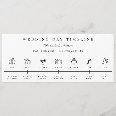 Create your own Flat Program | Zazzle.com Wedding Program Design, Rustic Watercolor, Time Line, Dusty Blue Weddings, Wedding Day Timeline, Wedding Timeline, Vector Portrait, Wedding Cocktails, Wedding Signage