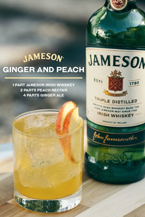 Jameson And Ginger Ale, Jameson Orange Whiskey Drinks, Jameson Whiskey Drinks, Irish Whiskey Drinks, Jameson Drinks, Jameson Black Barrel, Unique Alcoholic Drinks, Jameson Cocktails, Whiskey Drinks Recipes