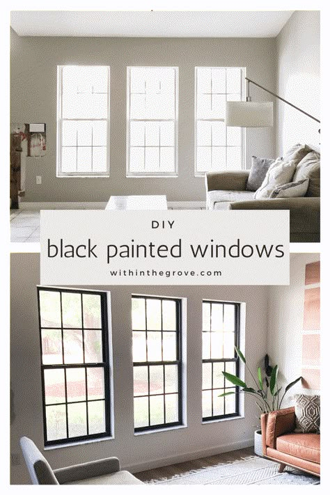 Black Painted Windows, Black Window Frames, Painted Windows, Black Window, Paint Black, Updating House, Window Frames, Home Upgrades, The Grove