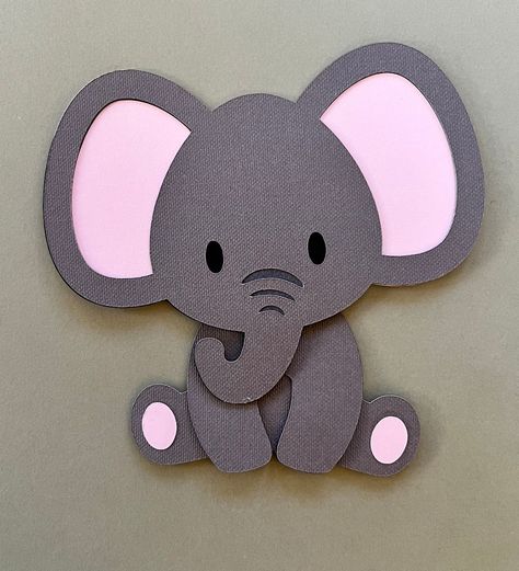 Cricut Elephant Projects, Elephant Svg Free Cricut, Baby Shower Gift Wrapping, Jungle Theme Baby Shower, Cricut Baby Shower, Animal Cutouts, Cricut Baby, Jungle Baby Shower Theme, Jungle Theme