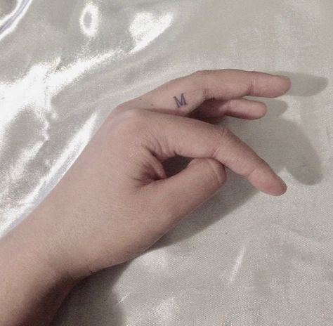 M  #tattoo #letter #M #tiny #finger M Tattoo Letter, Letter M Tattoos, M Tattoo, Small Lotus Tattoo, Tiny Finger Tattoos, M Tattoos, Finger Tattoo For Women, Bff Tattoos, M Letter