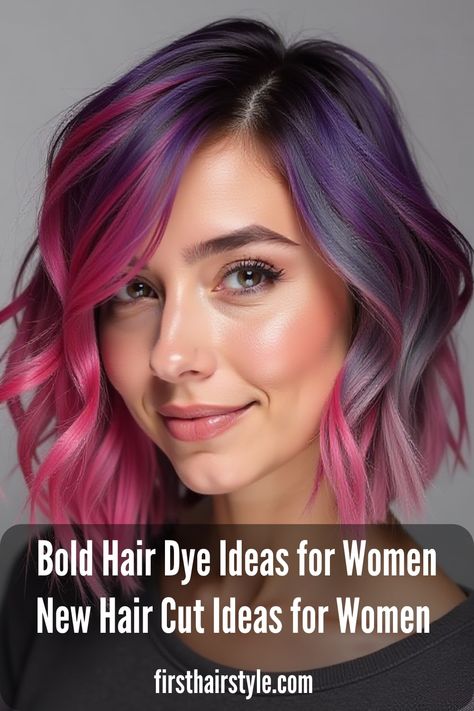 Looking for a bold hair transformation? Check out these vibrant color ideas! #BoldHair #WomenHairstyles #HairDyeInspiration Two Color Hair Dye Ideas, Bright Hair Color Ideas, Bold Hair Color Ideas, Fashion Color Hair, Magenta Hair Colors, Two Color Hair, Magenta Hair, Hair Dye Ideas, Bold Hair Color