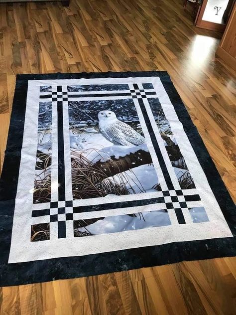 Deer Panel Quilts Ideas Layout Patterns Free, Owl Panel Quilt Pattern, Quilted Panels Wall Hangings, Borders Around Quilt Panels, Ideas For Quilting Fabric Panels, Panel Quilt Borders Patterns, 4 Panel Quilts Ideas Layout, Large Panel Quilts, Quilt Panels For Sale