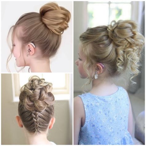 Formal Kids Hairstyles, Kids Up Do, Kids Flower Girl Hairstyles, Kids Wedding Hair Updos, Flower Girl Hair Tutorial, Ballet Updo, Flower Girl Bun Hairstyles, Kids Updo Hairstyles For Weddings, Bun Hairstyles For Kids