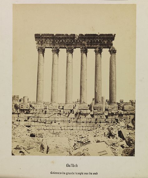 Balbek, Collones du Grande Temple, vue du sud, (Baalbek (Lebanon) Columns of the Great Temple, view from the south) by National Media Museum, via Flickr Architecture Design Drawing, Antique Signs, Cairo Egypt, Ancient Aliens, Ancient Architecture, Antique Photos, Picture Library, Ancient Cities, Vintage Photographs