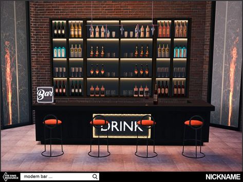 Sims 4 Bar Cc, Sims 4 Bar, Sims Rooms, Sims 4 Cc Furniture Living Rooms, Lotes The Sims 4, Furniture Cc, Modern Bathroom Tile, Bar Ceilings, Cc Shoes