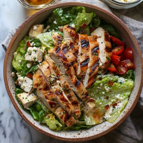 ds0887_Greek_Grilled_Chicken_Caesar_Salad_70316ebc-df84-4786-a8d2-d657725ad163 Chicken Salad Photography, Caesar Salad Photography, Chicken Salad Aesthetic, Healthy Food Ideas Aesthetic, Caesar Salad Aesthetic, Grilled Caesar Salad, Salad Caesar, Grilled Chicken Caesar, Greek Grilled Chicken