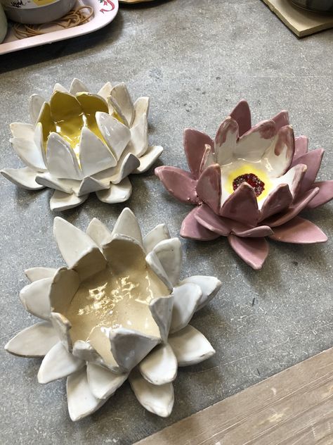 PotteryWorkshop w/Karen Lucid. Student’s Lotus Tea Light Holder. Lotus Tea, Light Holder, Tea Light Holder, Tea Lights, Lotus, Tea, Tableware, 10 Things