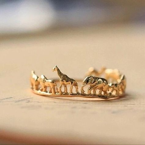 Fashjewelry - Etsy Kawaii Ring, Giraffe Ring, Animal Rings Jewelry, Delicate Gold Ring, Fake Earrings, Elephant Ring, Animal Ring, Lion Ring, Gold Animals