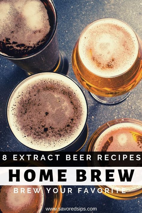 8 great extract beer recipes that we’ve personally tried. We can confidently say that these extract beer recipes will save you time and effort and they won’t leave you disappointed in the end. | Extract Beer Recipes | Homebrew Recipes | Beer Recipes | #homebrewing #recipe #beer #extract Beer Recipes Homebrew, Beer Brewing Recipes, Craft Beer Recipes, Ice Beer, Brewing Recipes, Homemade Beer, Homebrew Recipes, Diy Beer, Dark Beer