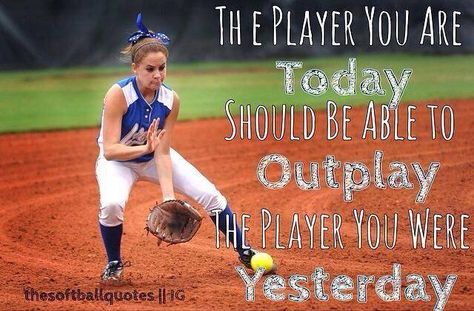 I totally agree after every practice, game or day, you must  learn one new thing that you should improve on, and after that...WORK ON IT. Fastpitch Softball Quotes, Inspirational Softball Quotes, Funny Softball Quotes, Softball Memes, Sports Quotes Softball, Softball Workouts, Softball Funny, Game Day Quotes, Softball Pitcher