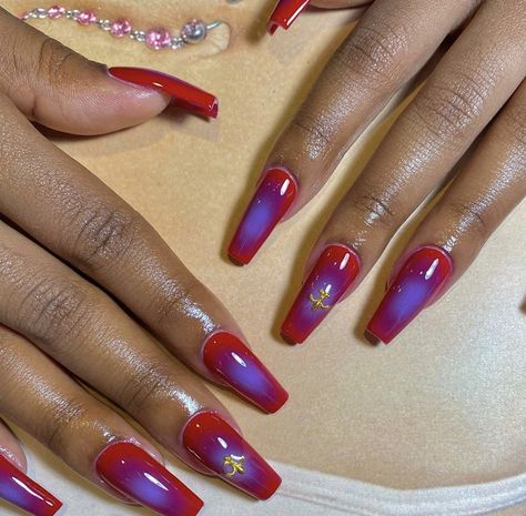 Red And Purple Aura, Purple And Red Nails, Red And Purple Nails, Red Aura Nails, Purple Aura Nails, Mystique Marvel, Cosmetology License, Lux Nails, Red Aura