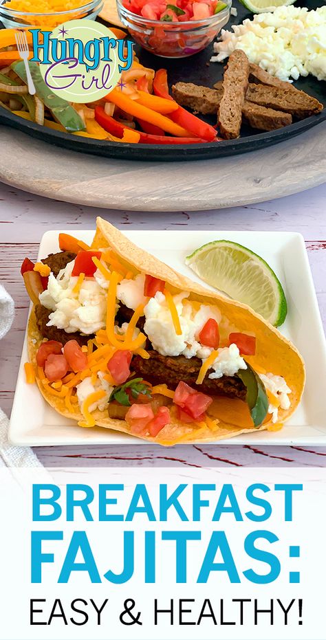 Breakfast Fajitas + More Healthy Breakfasts Inspired by Dinner | Hungry Girl Breakfast Fajitas, Hungry Girl Diet, Hungry Girl Recipes, Better Breakfast, Healthy Baked Chicken, Healthy Eating Breakfast, Bariatric Eating, Diet Breakfast Recipes, Fajita Recipe