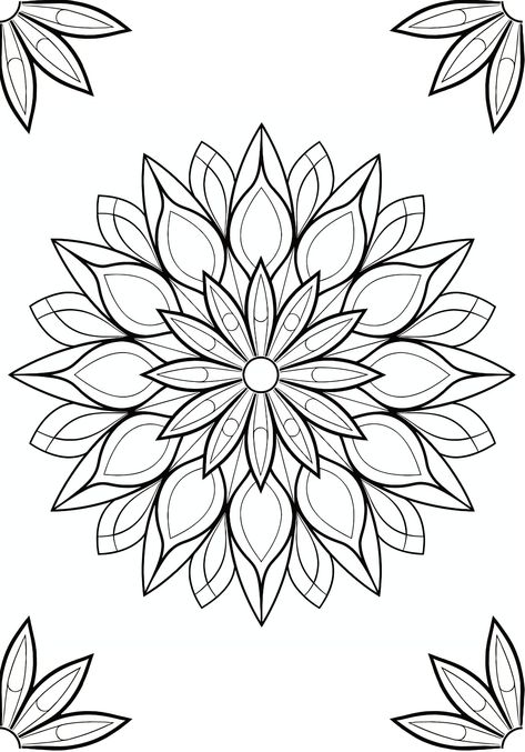 Escape from stress with these beautiful floral mandalas. Perfect for adults of all skill levels, these intricate designs will help you relax and de-stress.  #mandala #coloringbook #adultcoloring #stressrelief #relaxation #mindfulness Free Printable Coloring Pages For Adults Creative, Simple Pattern Coloring Pages, Mandala Coloring Pages Free Printable Zentangle, Mandala Coloring Pages Free Printable, Flower Mandala Coloring Pages, Colouring For Adults, Mandala Coloring Sheets, Circular Painting, Mandalas Coloring Pages