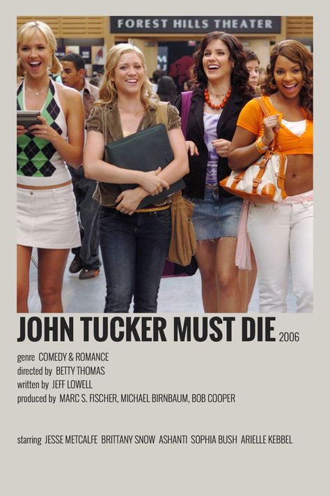 #aesthetic #minimalistposter #johntuckermustdie Halloween Costume Movie, John Tucker Must Die, Girls Night Movies, Best Teen Movies, Romcom Movies, John Tucker, Movies To Watch Teenagers, Most Paused Movie Scenes, Movie To Watch List