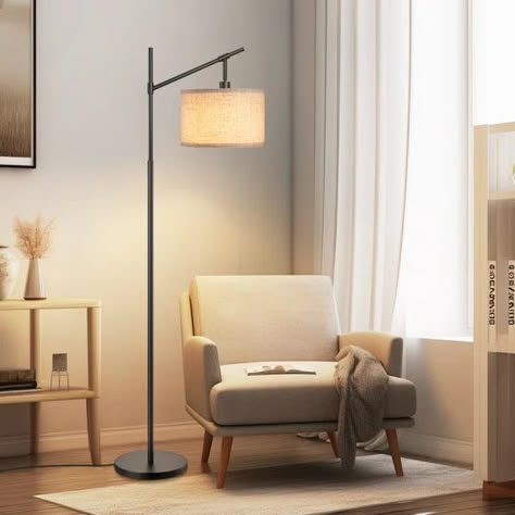 Banty 63.8'' Arched Floor Lamp Floor Lamp Corner Sofa, Floor Lamp Modern Living Room, Floor Lamp Small Living Room, Floor Reading Lamps Living Room, Reading Corner For Bedroom, Lamp In Corner Living Room, Chair And Lamp In Corner, Zen Corner Living Room, Floor Reading Lamp