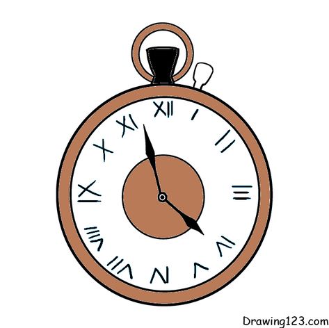 Clock Drawing Tutorial - How to draw Clock step by step Easy Clock Drawing, Clock Aesthetic Drawing, Cute Clock Drawing, Simple Clock Drawing, Time Drawing Clock, Drawing Of Clock, Clock Drawing Simple, Gen Math, Clock Doodle