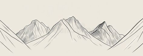 Drawing of a mountain range landscape in a simple linear style. Winter sports concept isolated on a white background royalty free stock images Drawing Of A Mountain, Mountain Winter, Snow Landscape, Mountain Drawing, Style Winter, Mountain Range, Winter Sports, A White Background, Nepal