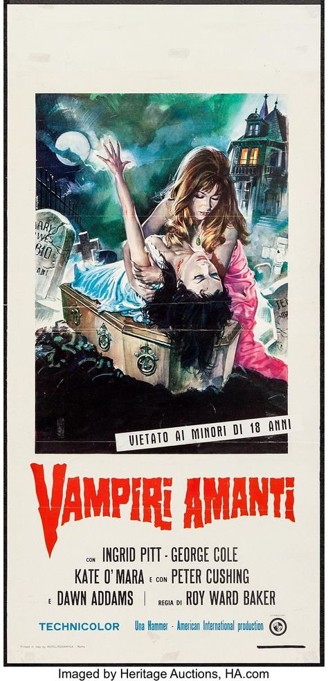 Vampire Lovers 1970, The Vampire Lovers, Movie Poster Project, Vampire Lovers, Classic Horror Movies Posters, Hammer Horror Films, Italian Movie Posters, Hammer Horror, Short Horror Stories