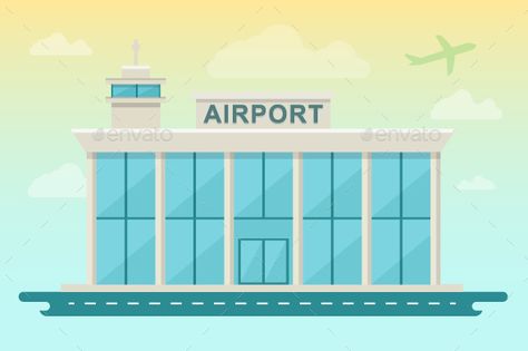 Airport Airport Cartoon, Airport Sketch, Airport Drawing, Airport Illustration, Airport Architecture, Educational Architecture, Education Architecture, School Project, Icon Set Vector