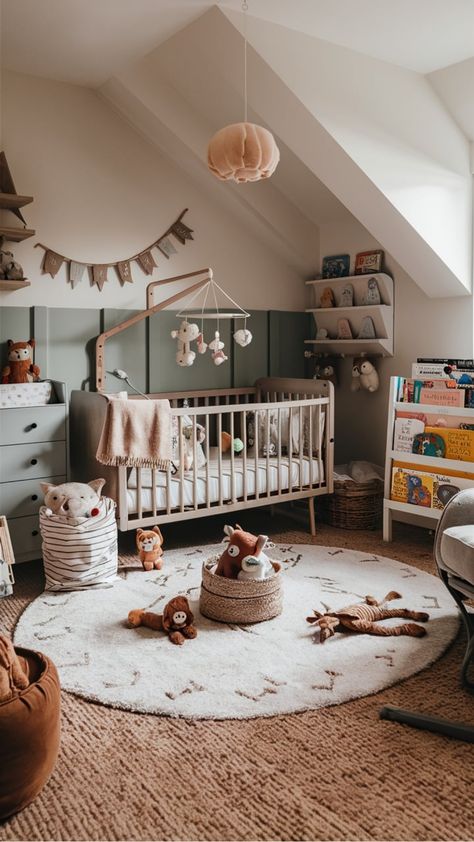 Discover the latest trends in nursery room design and turn your little one's space into a cozy sanctuary. From whimsical wallpaper to functional storage solutions, find inspiration to create a dreamy nursery that both you and your baby will love. Whether you're going for a classic, modern, or gender-neutral theme, explore ideas for furniture arrangements, color palettes, and decor accents. Transform any nursery into a stylish and inviting room where precious moments are cherished and memories ar Gray Crib Nursery Color Schemes, Gender Neutral Baby Rooms, Little Explorer Nursery, Sage Baby Room, Whimsical Nursery Room Inspiration, Baby Room Themes Neutral, World Nursery Theme, Grey Crib Nursery, Nursery Room Design Ideas