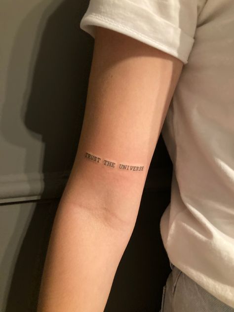 Trust Universe Tattoo, Trust In The Universe Tattoo, Trust The Timing Tattoo, Trust The Universe Tattoo, Believe In Yourself Tattoo, The Universe Tattoo, Manifestation Tattoo, Scars Tattoo, Trust Tattoo