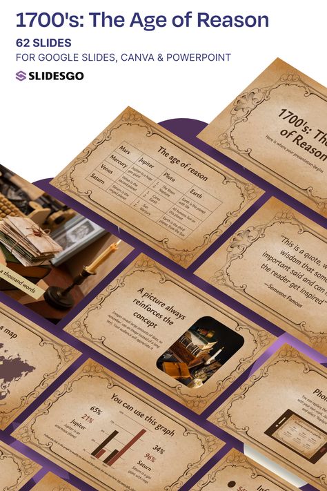 1700's: The Age of Reason I Google Slides, Canva & PowerPoint Presentation Template Vintage Background Aesthetic, Template For Powerpoint Presentation, The Age Of Reason, Canva Powerpoint, School Minimalist, Presentation Slides Design, Presentation Maker, Teacher Toolkit, Powerpoint Tutorial