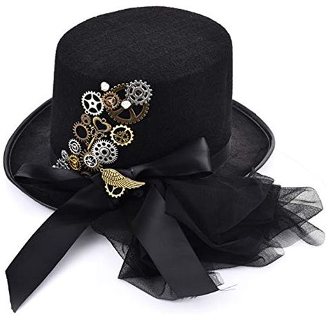 Steampunk Hats Women, Hats With Veils, Steampunk Womens Costume, Steampunk Hats, Top Hats For Women, Halloween Costume Hats, Moda Steampunk, Steampunk Top, Victorian Accessories