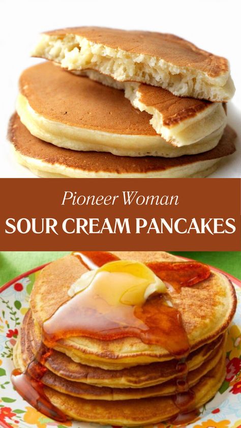 Pioneer Woman Sour Cream Pancakes Pancakes With Sour Cream, Pancakes Sour Cream, Pancake Recipe With Sour Cream, Sour Cream Pancakes Pioneer Woman, Edna Mae's Sour Cream Pancakes, Sour Cream Breakfast Recipes, Evaporated Milk Pancakes, Sour Cream Pancakes Recipe, Cinnamon Sugar Sour Cream Pancakes